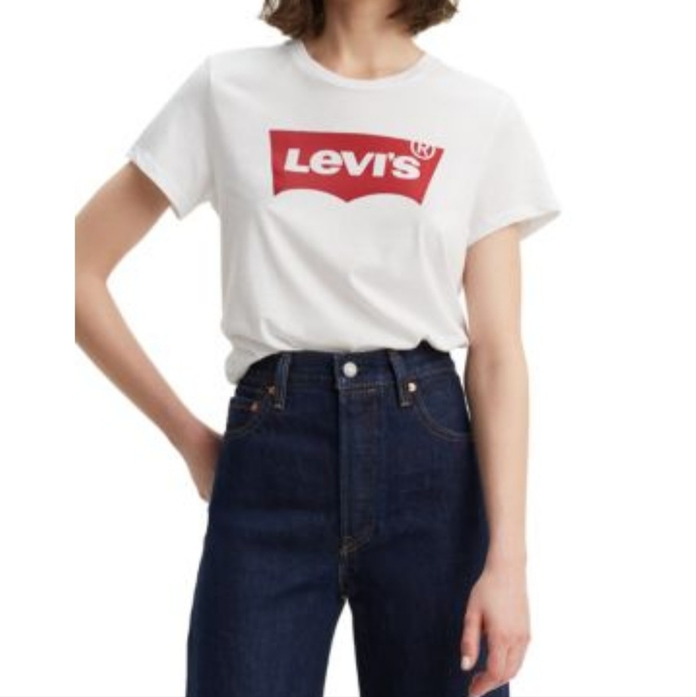 LEVI'S CLASSIC WHITE T-SHIRT WITH RED LOGO NWT